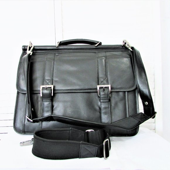 KCR black leather laptop business portfolio